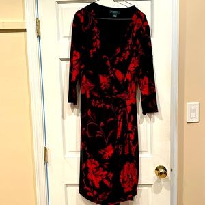 Lauren red and black dress with red roses